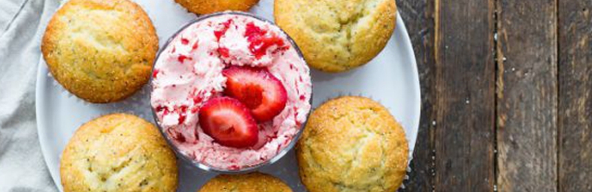 Poppyseed Muffins with Strawberry Butter